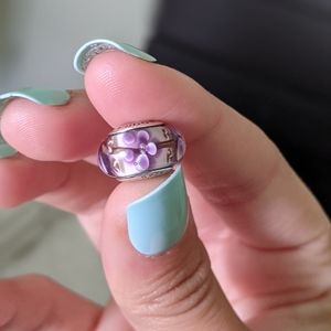 Purple flower Murano glass Pandora charm